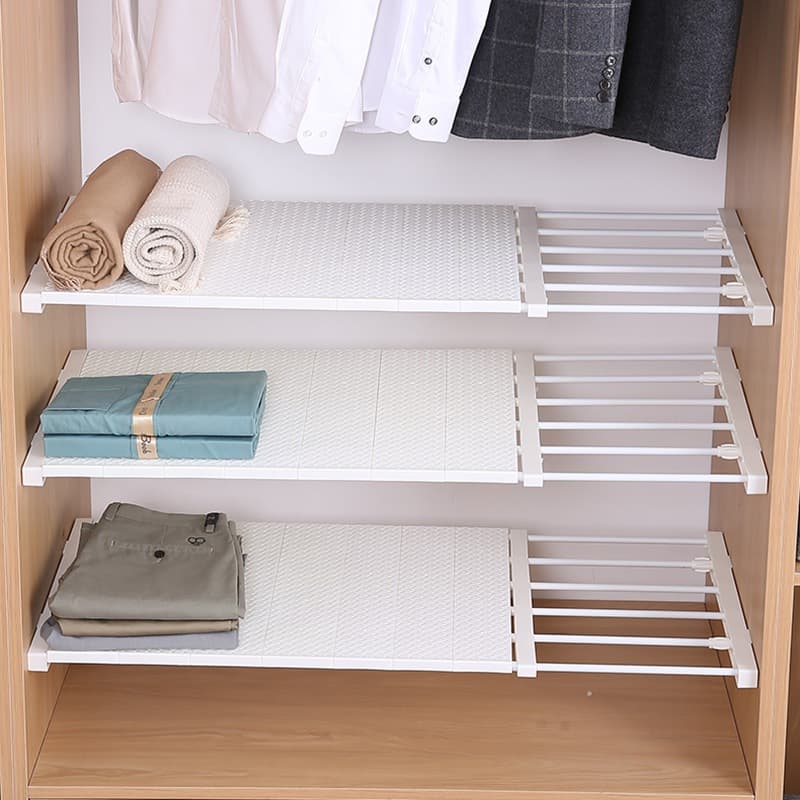 Divisória em camadas para guarda-roupa, colcha para roupas, sem pregos, placa retrátil em camadas, sapatos para quarto