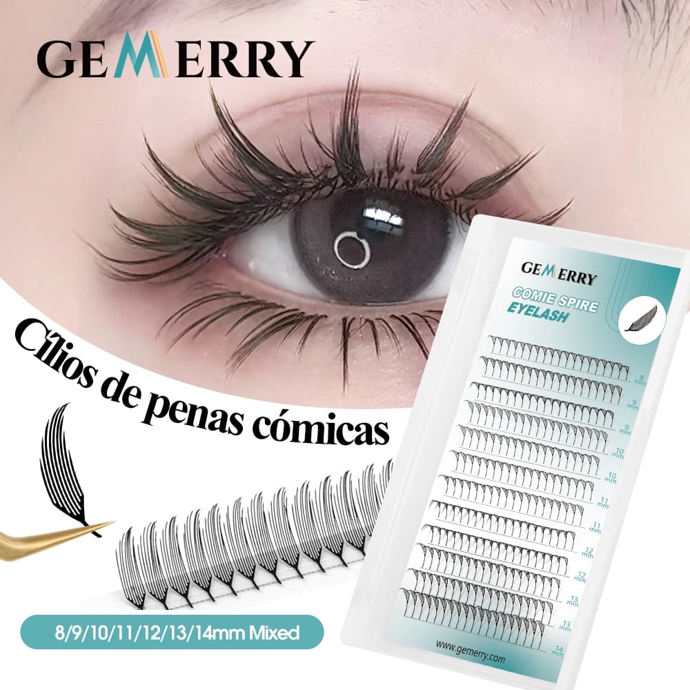 Cílios GEMERRY Anime Spire Lashes Extensões De Cílios De Penas Individuais Estilo Mangá