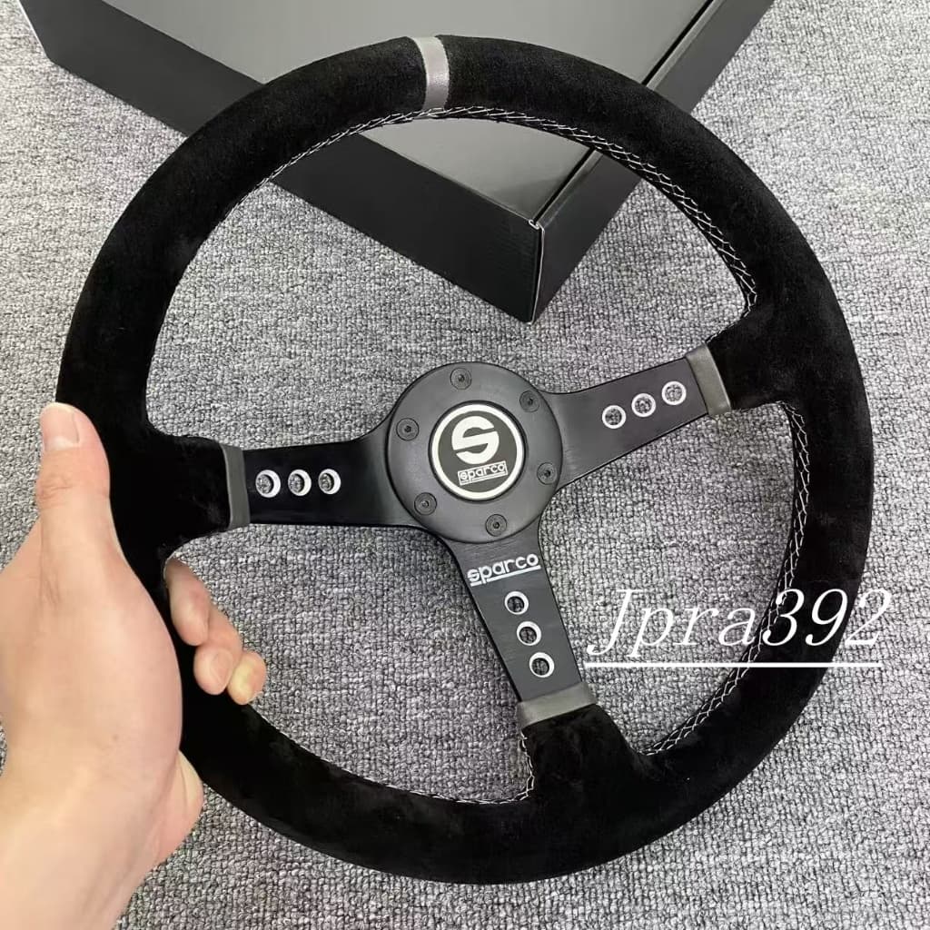 SPC Volante De Corrida De 14 Polegadas 350 Mm Acessórios Para Carro De Couro Vermelho/Cinza
