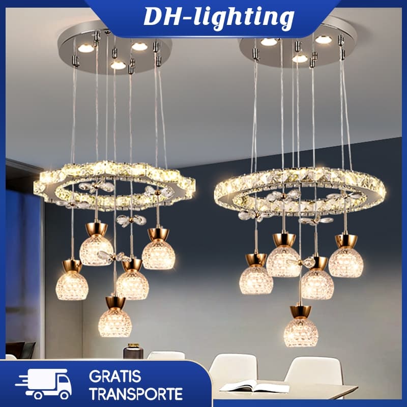 (Com LED) Pendente De Cristal De Luxo Moderna Para Sala De Estar LED Decoração De Casa Interna