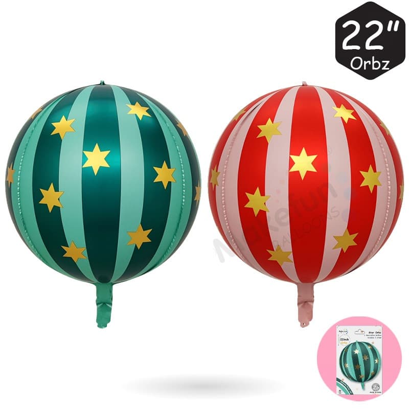 Balões De Estrela Listrados Vermelhos E Brancos , Folha De Circo De metal De 22 Polegadas , 1 Balão De Filme De Poliéste