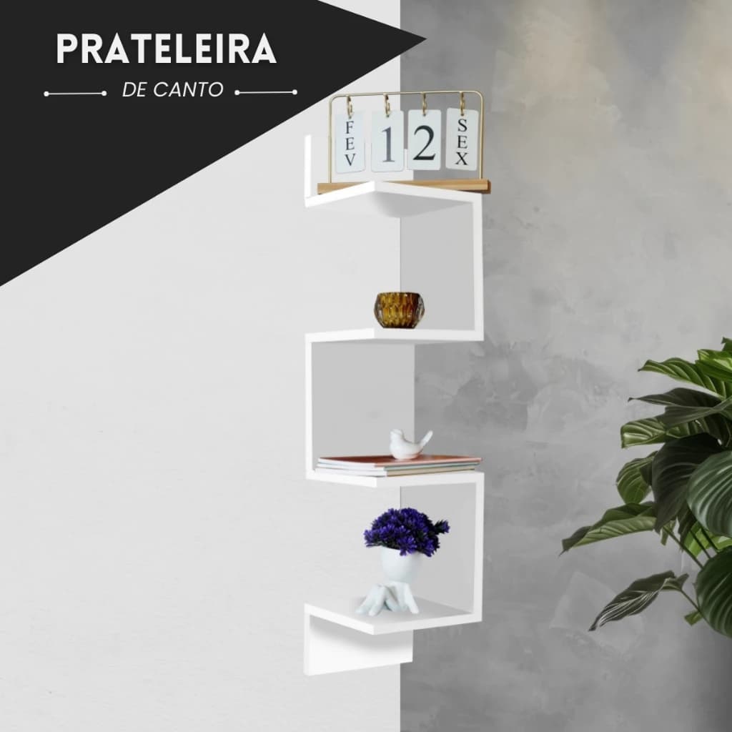haosin Prateleira Em Ângulo Reto MDF Preto E Branco , Multiuso , Pode Ser Usada Para Armazenar Livros Decorações