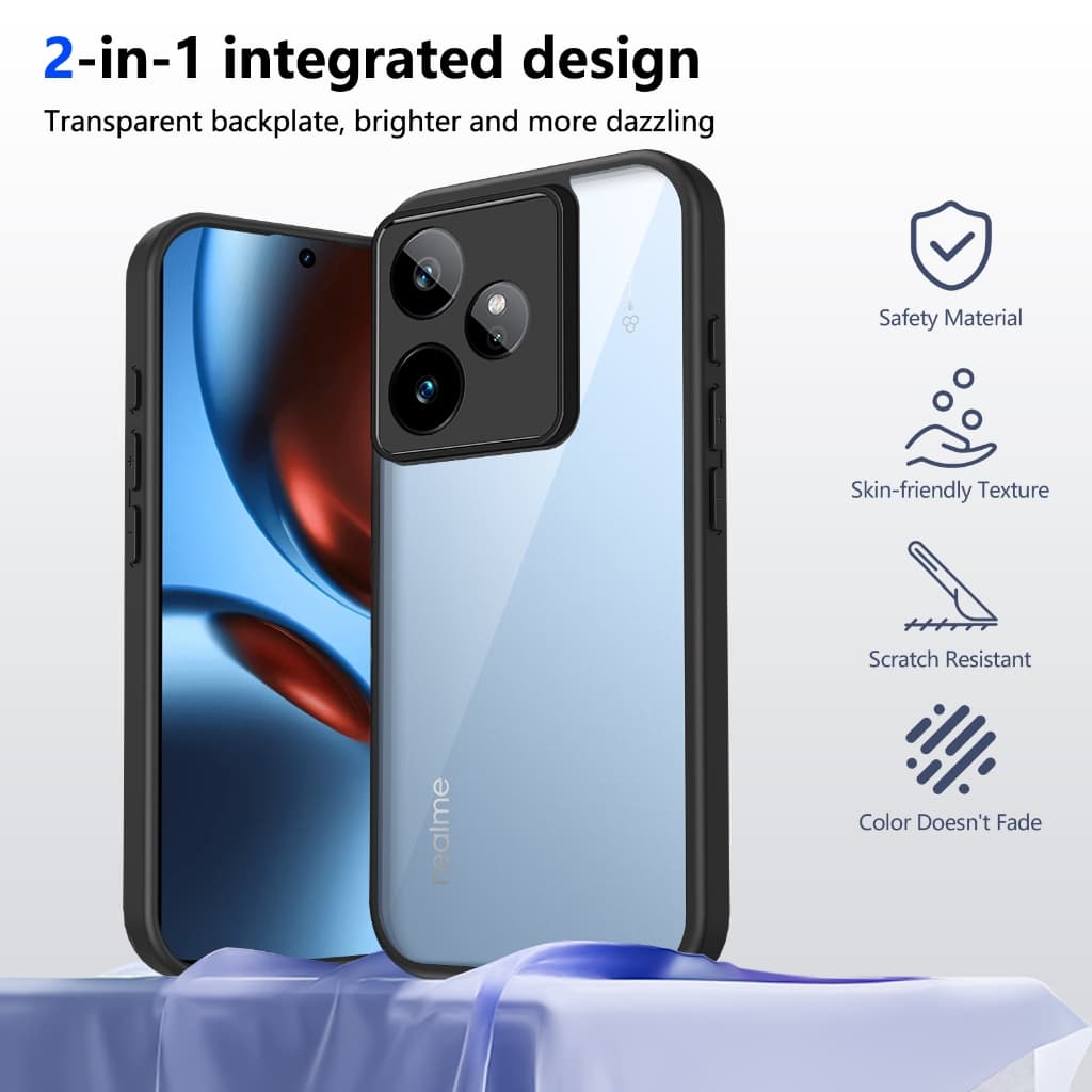 Realme GT 7T 7 Pro GT6 6T 5G 2025 Acrílico Traseiro Fosco Caso Transparente Soft Silicone Borda À Prova De Choque Airbag