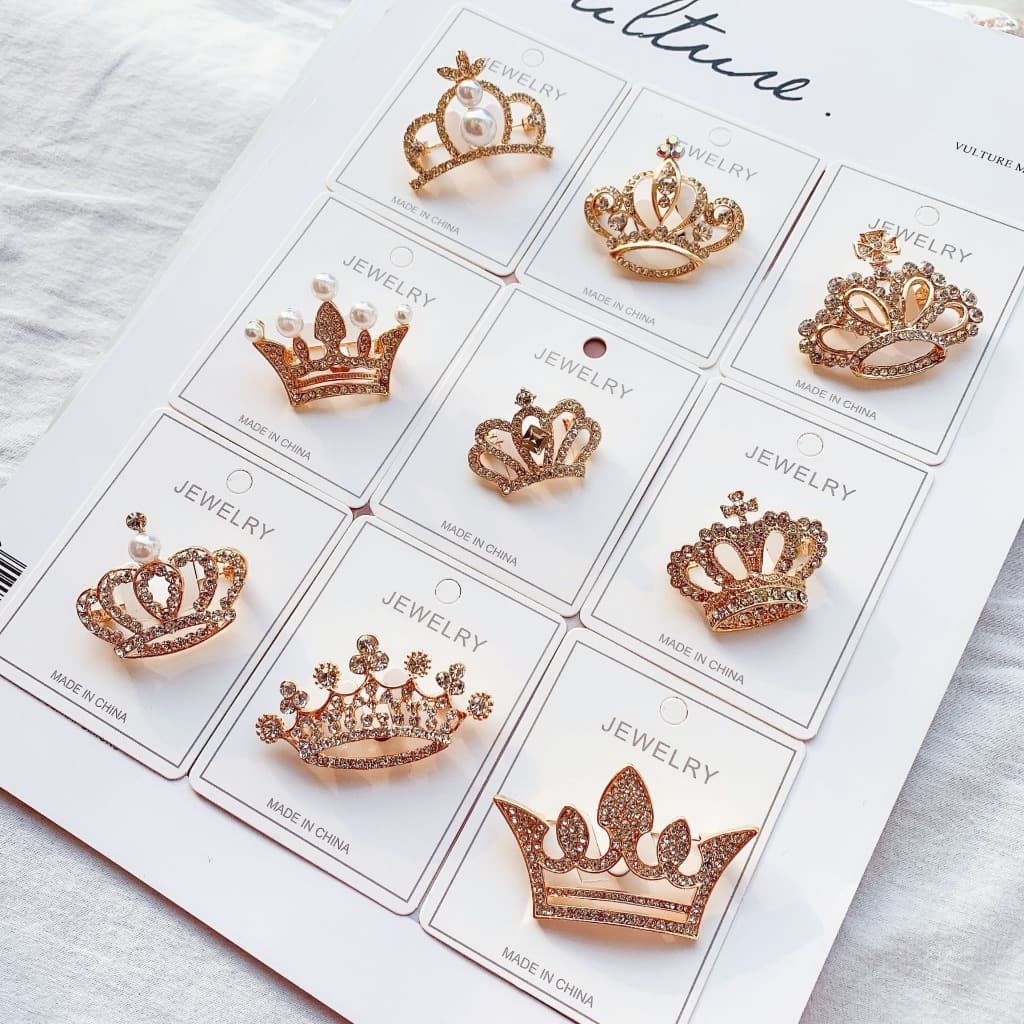 Broche De Coroa De Rhinestone Versão Coreana Alloy High-End Clothing Accessories Alfinete Anti-Brilho