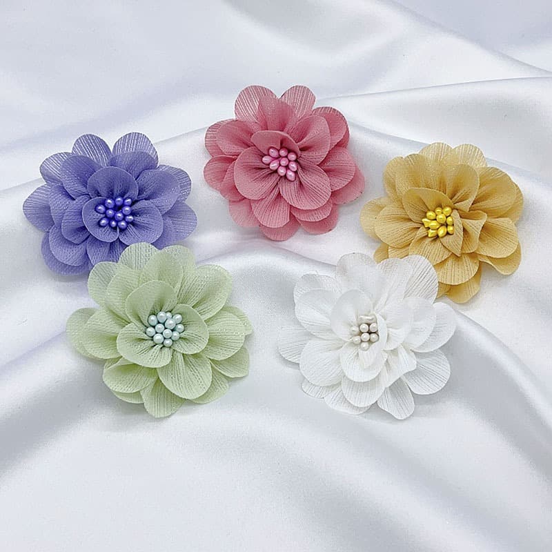 5 peças 5cm tecido de Organza flor faça você mesmo grampo de cabelo acessórios de joias flores artesanais