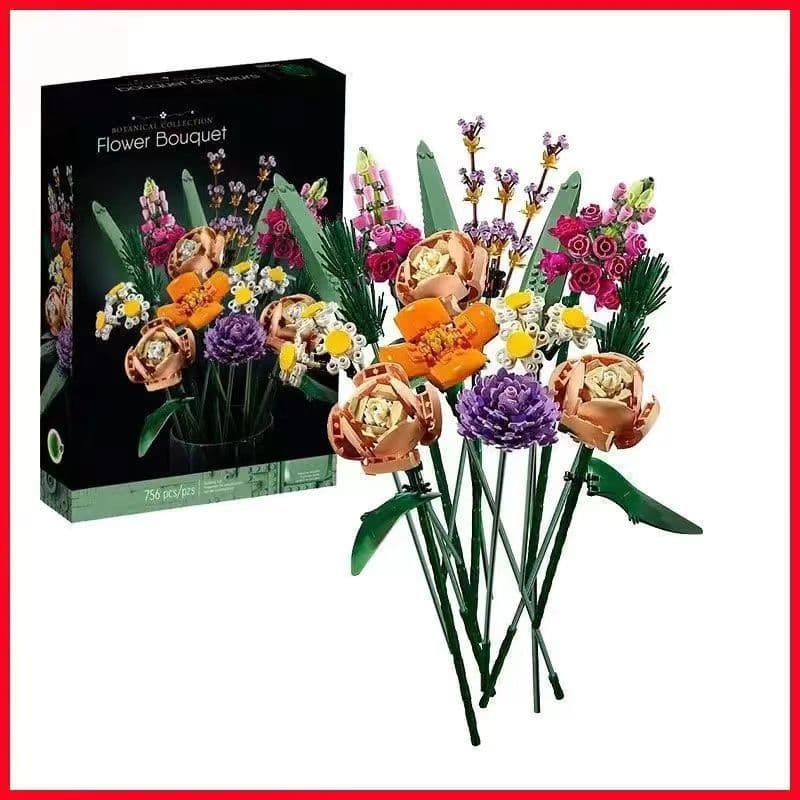 Conjunto De Construção De Buquê De Flores De Ícones-Artificiais Para Decoração De Casa E Exibição , Maiores De 18 Anos-P