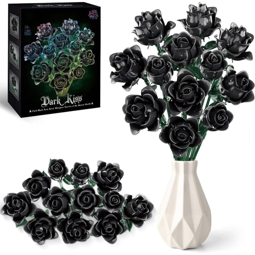 Kit De Buquê De Blocos De Construção De Rosa Preta , Compatível Com Conjunto De Modelos De Coleção Botânica De Flores Le