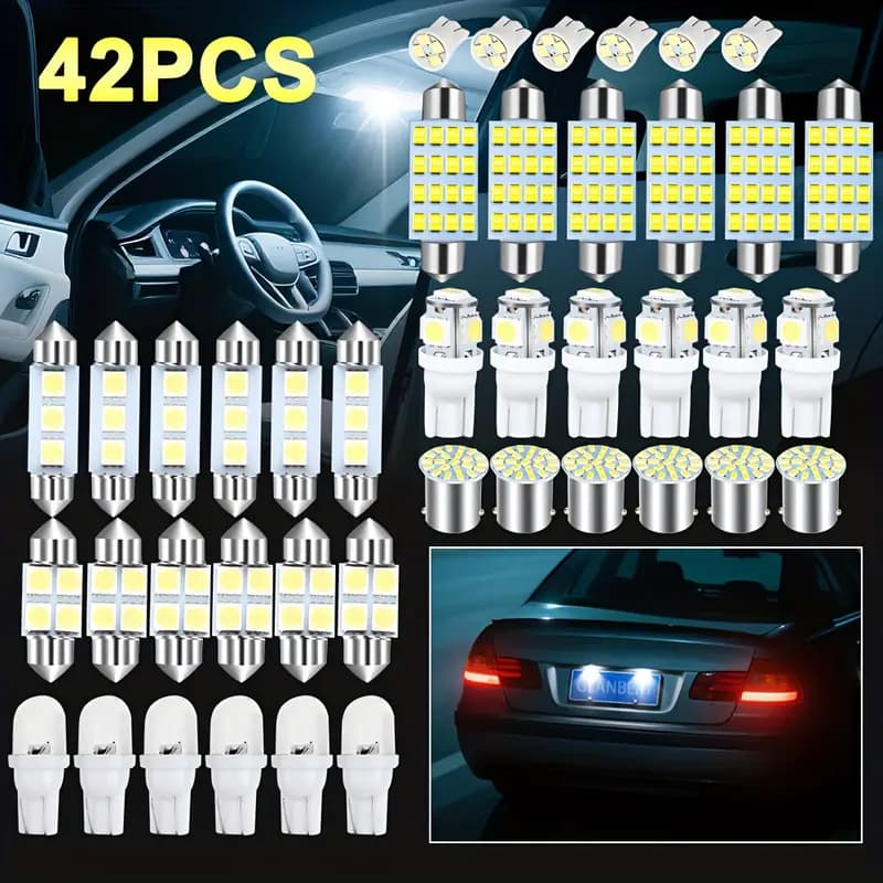 Kit 42 Lâmpadas LED T10 6000K Branco Puro - Placa, Farolete, Lanterna e Teto