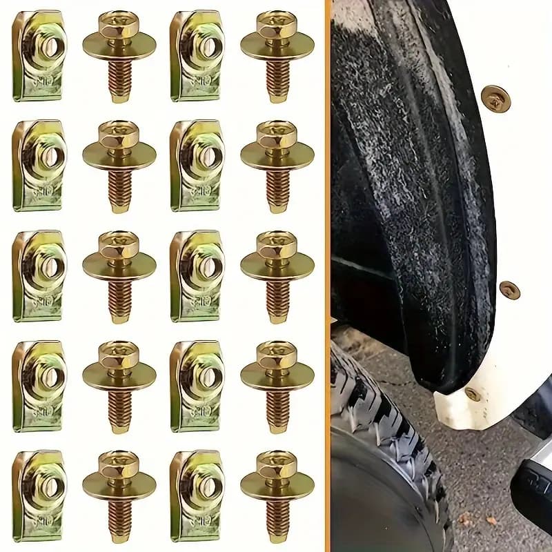 20Pcs Parafusos Metálicos Para Carros Auto-Roscantes U-Clip Com Porca Roscada De Proteção Anti-Ferrugem Fivela De Ferro