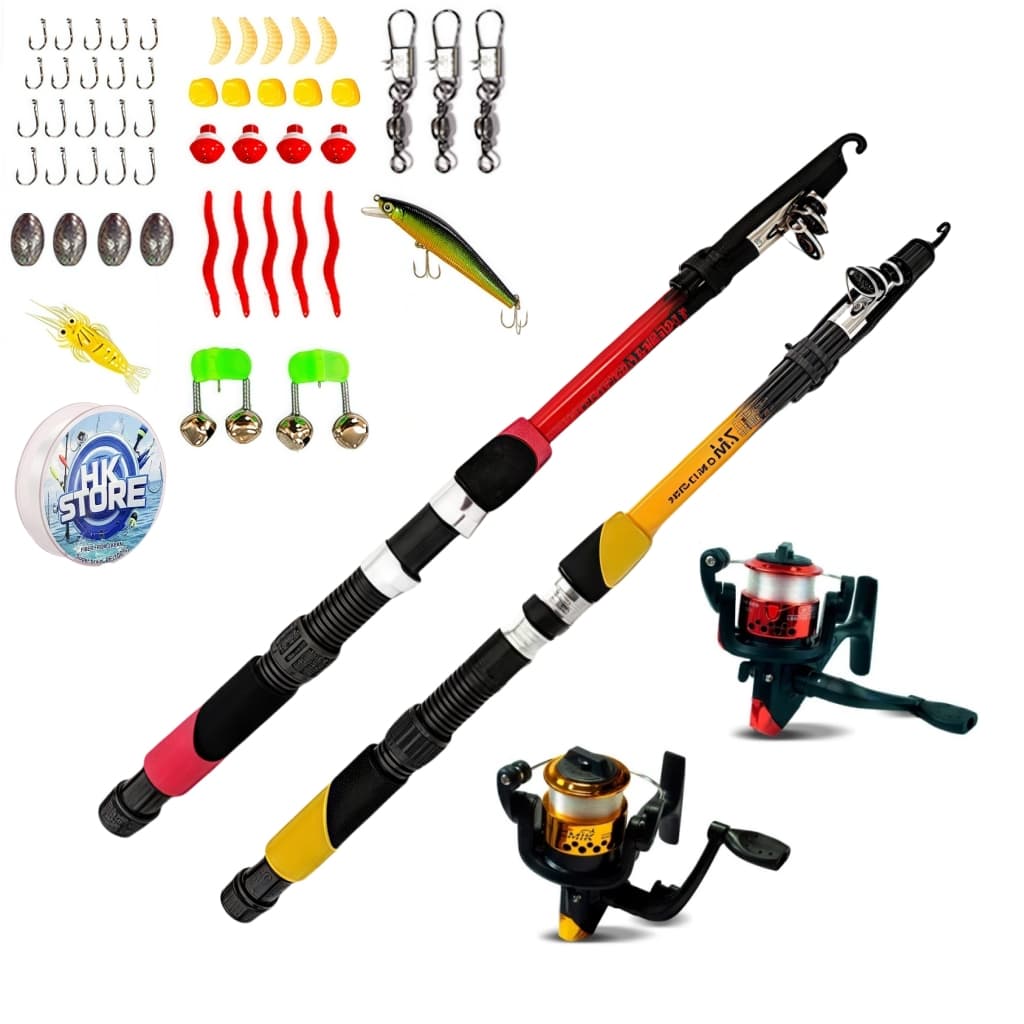 Kit 2 pesca Barato vara Telescopica mais estojo com acessorios isca boinha chumbada e Anzol