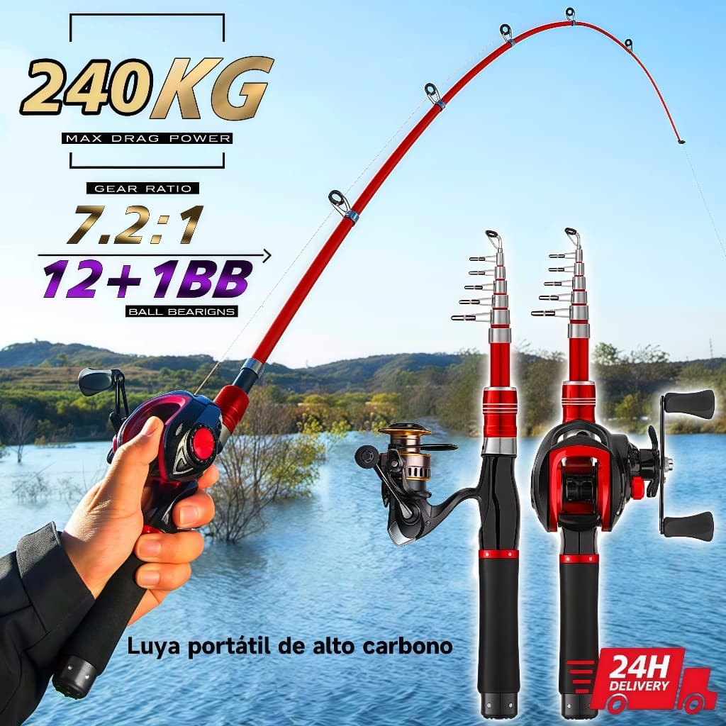 Vara de pesca com carretilha 1.8M Vara De Pesca Carretel Kit Completo Com Alta Velocidade Max Drag 30KG