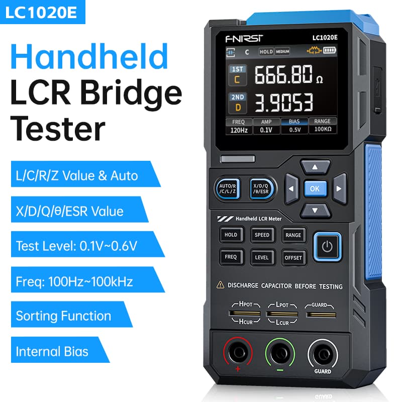 FNIRSI LC1020E Ponte Digital Portátil LCR Medidor Indutância Automática , Capacitância , Ferramenta De Medição De Resist
