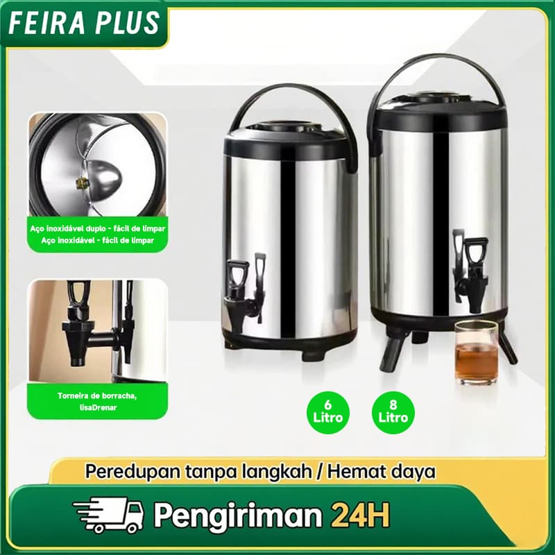 Botijão Inox Térmico 6/8 Litros Café Suco Água Garrafão Buffet Térmica Botijão Inox