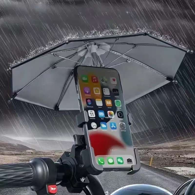 Mini Guarda-Chuva para Celular Suporte de Moto e Bicicleta Proteção contra Sol e Chuva Leve