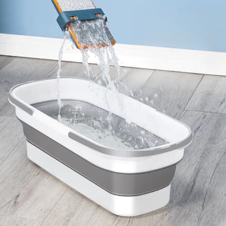 Balde Retangular Dobrável de Silicone 3,2L com 4 Rodas Giratórias Retráteis Multiuso
