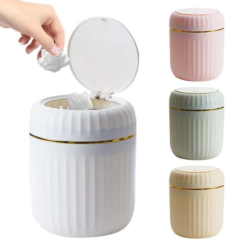 Mini Lata De Lixo De Mesa , Tampa De Prensa , Lixeira Para Quarto , Banheiro , Escritório , Caixa De Armazenamento De Pl