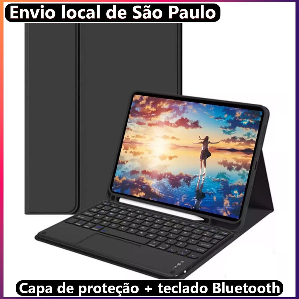 Capa Para Tab Samsung S7/S8/S9/S9PE/S10FE 10.9/11 Com Teclado De Couro Sintético Usb Dobrável Caneta Titular Transporte