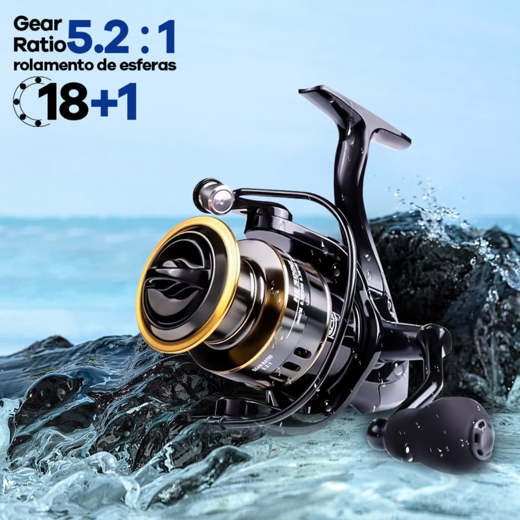 Carretel De Pesca Profissional 18+1BB 5.2:1 Mão Esquerda E Direita Capacidade De Carga De Metal 10KG