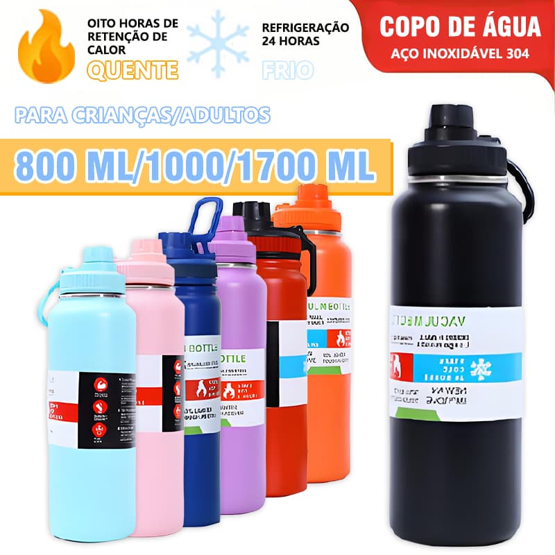 Garrafa térmica 800/1.000/1700ml, quente e fria de dupla utilização, com função de isolamento térmico, grande capacidade