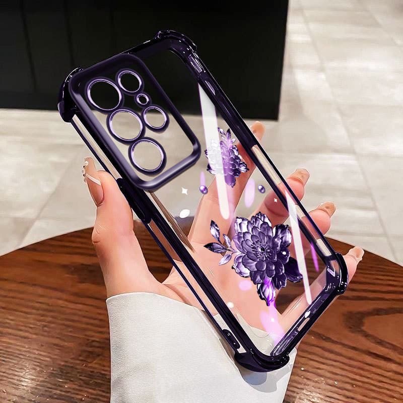 Capa De Telefone VRQR Para Samsung Galaxy S24 S25 S26 Plus Ultra FE S24 + S25 + S26 + Invólucro Elegante Rosa Lótus Tran