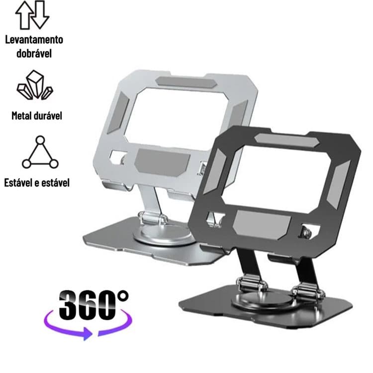 360° Suporte Tablet e Celular Rotativo de Aço carbono Resistente Elegante e Totalmente Ajustável
