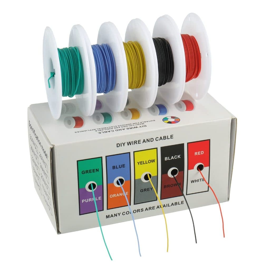 30/28/26/24/22/20AWG Cobre Estanhado Silicone Gancho Fio Cabo Elétrico Trançado De 300/600V Para Projetos Eletrônicos DI