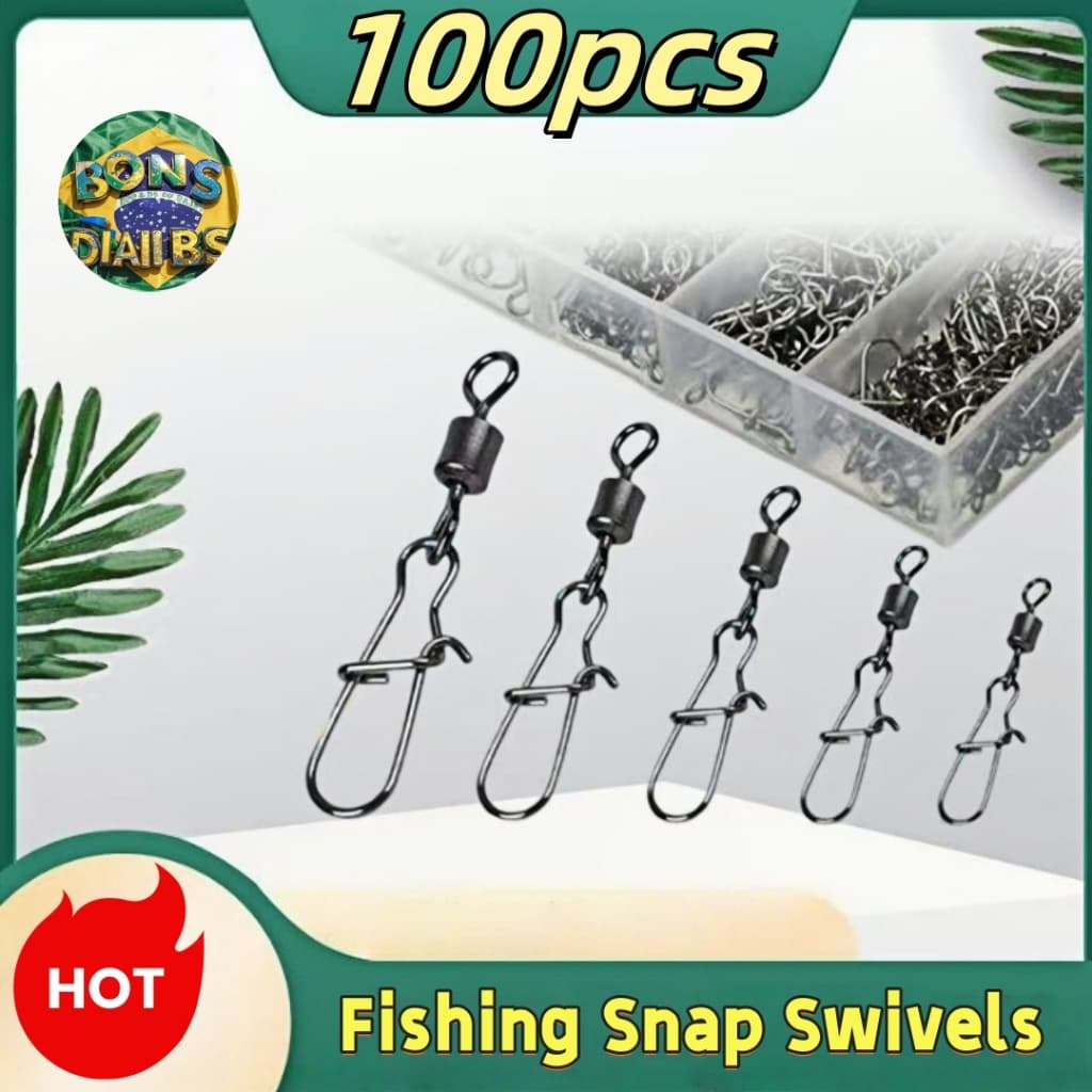 Fishing Snap Swivels-Conectores De Rolamento De Bloqueio Para Iscas E Pesca De Carpa