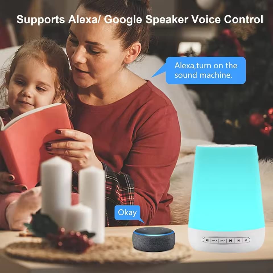 Máquina De Som Para Dormir De Bebê , Inteligente De Ruído Branco , Luzes Noturnas Coloridas , 34 Sons Calmantes , Suport