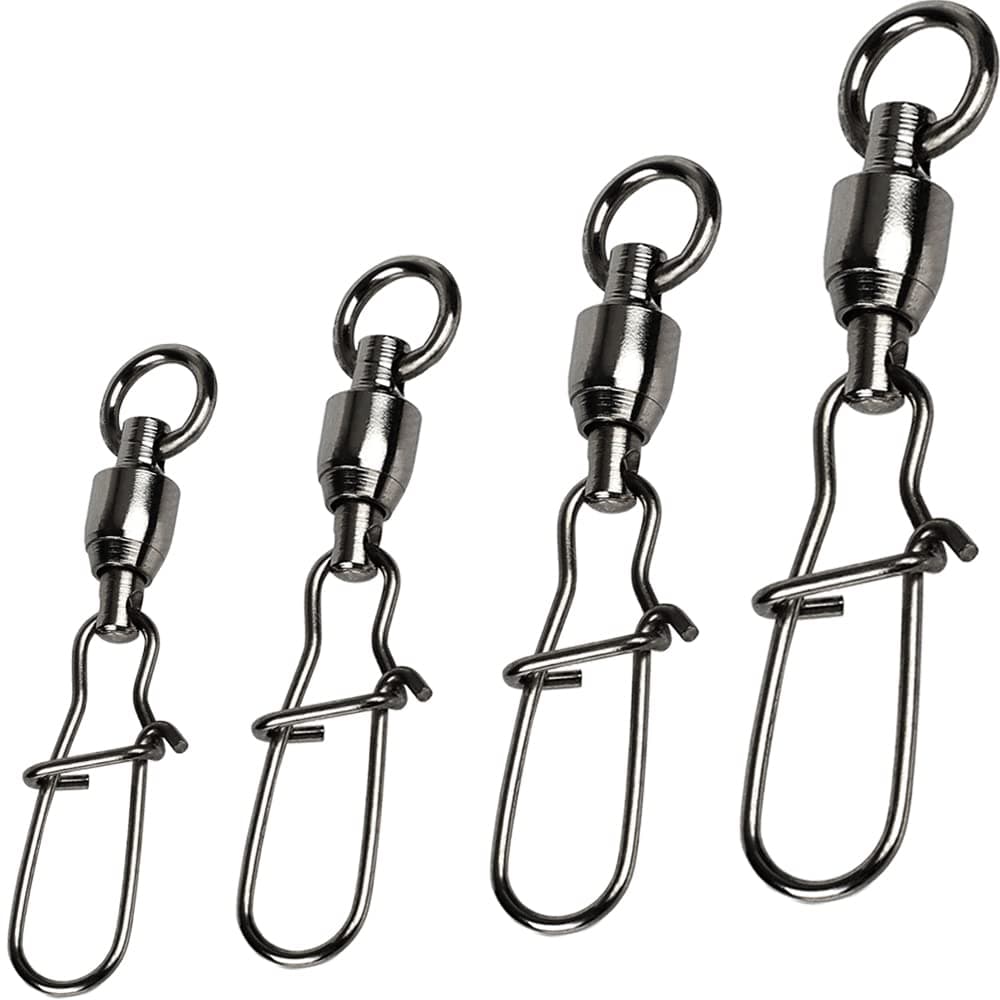100 peças Fishing Snap Swivels-Conectores De Rolamento De Bloqueio Para Iscas E Pesca De Carpa