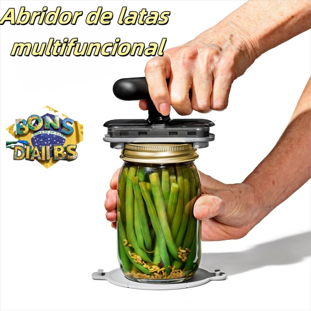 Abridor Manual Ajustável Tampa Pote Vidro Conserva Frasco l Abre Fácil Potes Vidro Conserva V