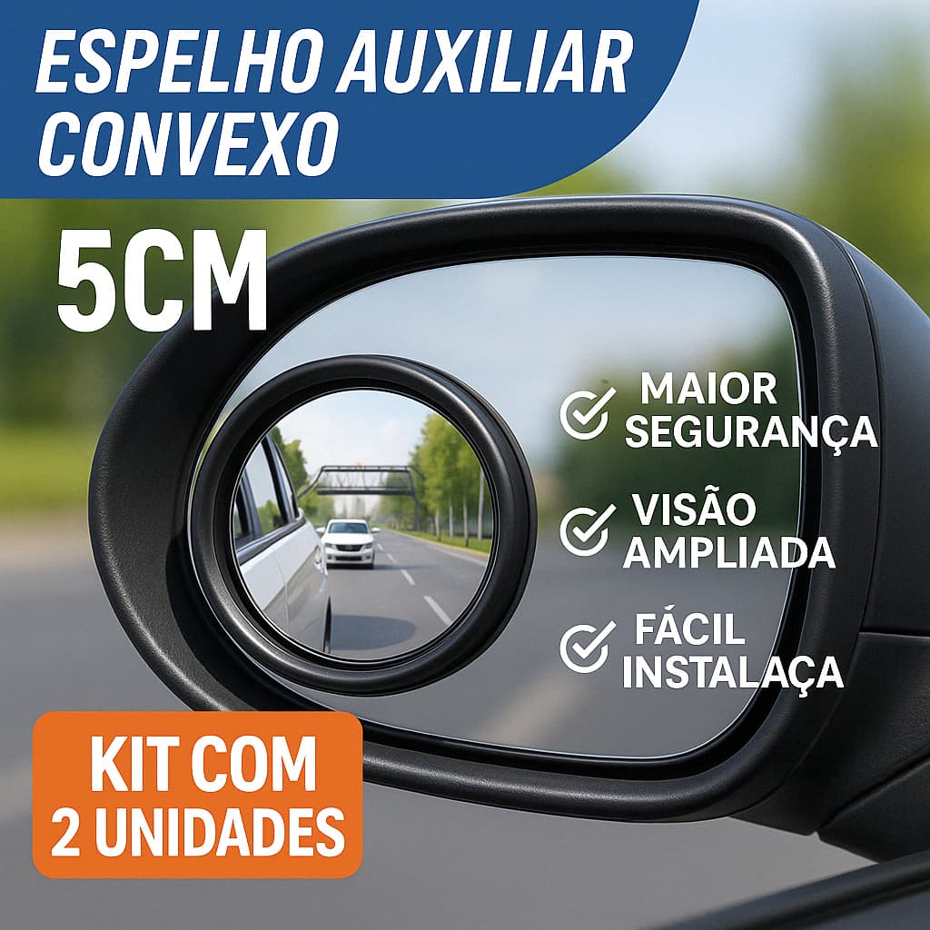 2 Espelho Convexo Auxiliar Universal Olho De Boi Ponto Cego Universal Carro Moto Visão Panorâmica Anti Ponto Cego
