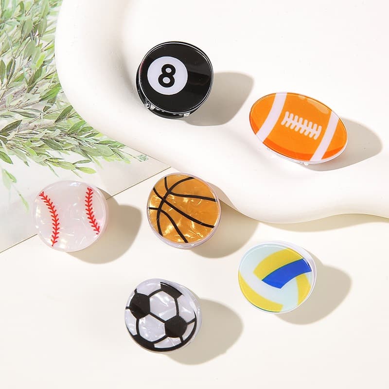 Kit 2 Esportivo Estilo Grampo De Cabelo Futebol Basquete Vôlei Mini Garra Clip Criativo Esportes Bola Headwear