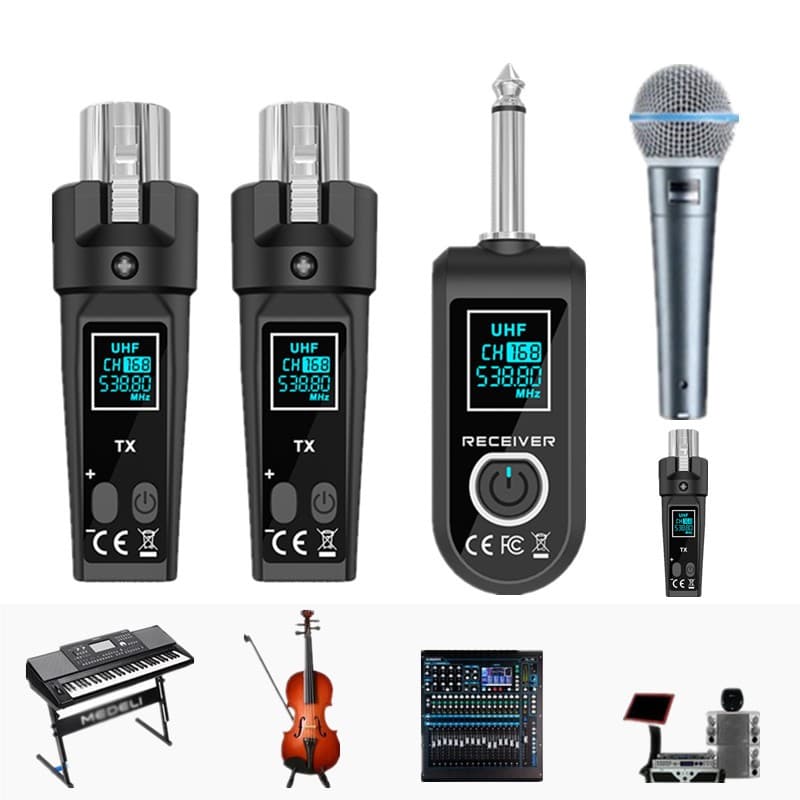 Sistema De Microfone Dinâmico Sem Fio De 2.4 Ghz Receptor Transmissor XLR Para PA Misturador De Guitarra