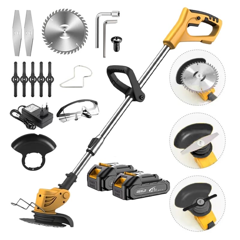 Roçadeira Aparador Grama 2 Baterias 21v com Acessórios 2000W 12000RPM GEELE