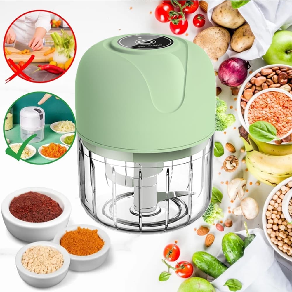 Processador de Alimentos Portátil USB - Moedor de Carne, Vegetais e Frutas - 250ml Recarregável