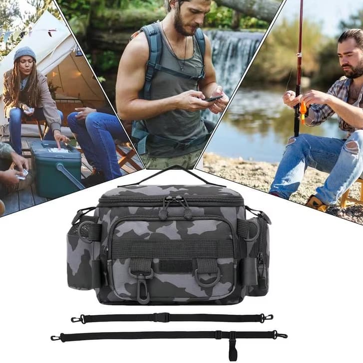 Bolsa/Mala de Pesca (Nova Versão) Camuflado Cinza