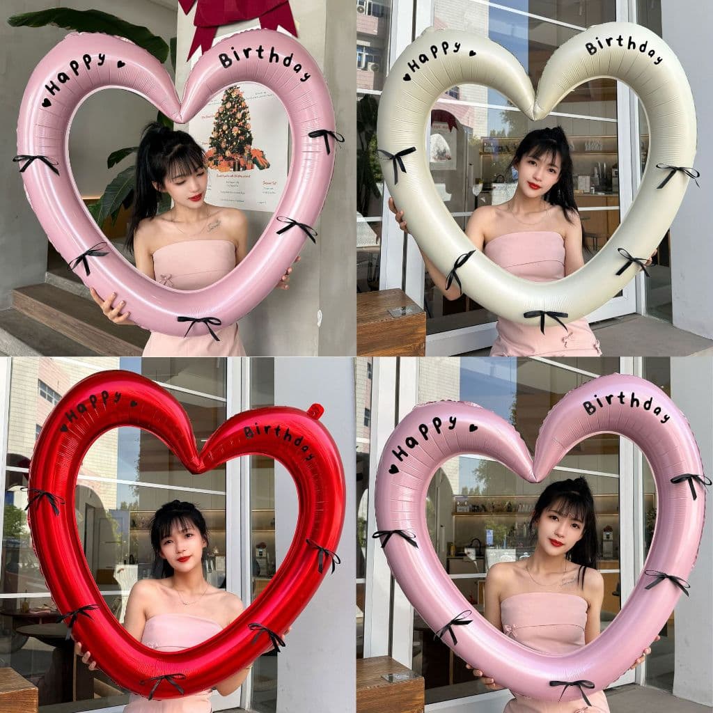 Balão Metalizado Gigante Em Forma De Coração Rosa De 40 Polegadas , Oco De Amor Romântico , Celebração De Aniversário ,