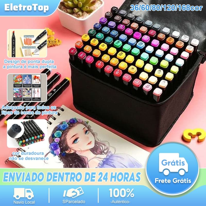 Touch Marker Caneta Marcadora Com Ponta canetas coloridas kit 36/60 Cores Pintura De Arte/Aquarela/Material Escolar
