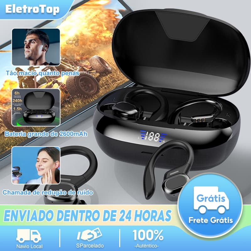 VV2 OWS Fones De Ouvido Bluetooth Sem Fio | Som Estéreo Microfone E Bateria De Longa Duração