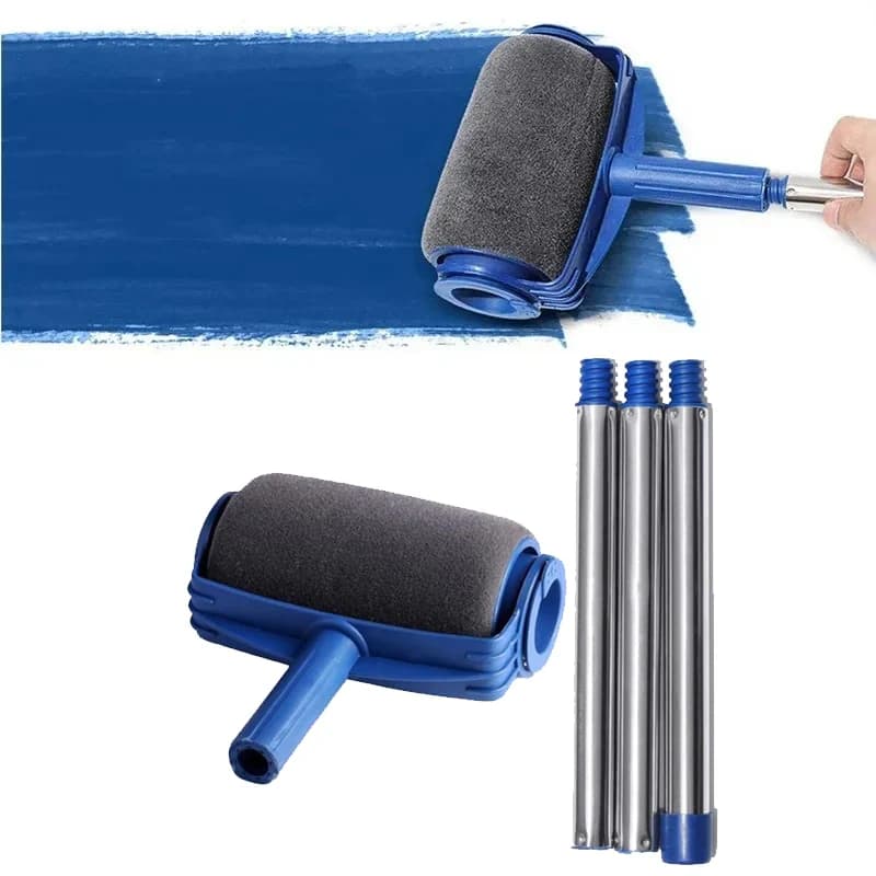 Conjunto de pincéis de rolo de pintura fácil de 6 polegadas (adequado para pintura de parede) + cabo de 72 cm