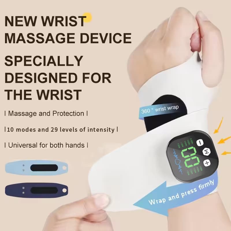 Novo Massageador De Pulso Elétrico Sem Fio USB Recarregável Vibração Alivia Tenossinovite Para Alívio Da Fadiga Do Túnel