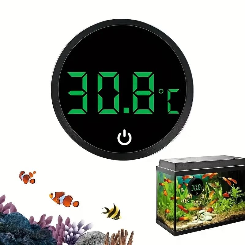 1pc Mini Termômetro Digital Redondo com LCD, Sensor Preciso Para Monitoramento do Ambiente do Aquário