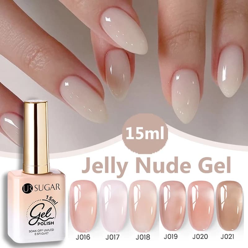 UR SUGAR 15ml Geléia Branco Leitoso Translúcido Cor Gel Polonês Semi Permanente UV Arte Do Prego Embeber Fora Verniz Úl