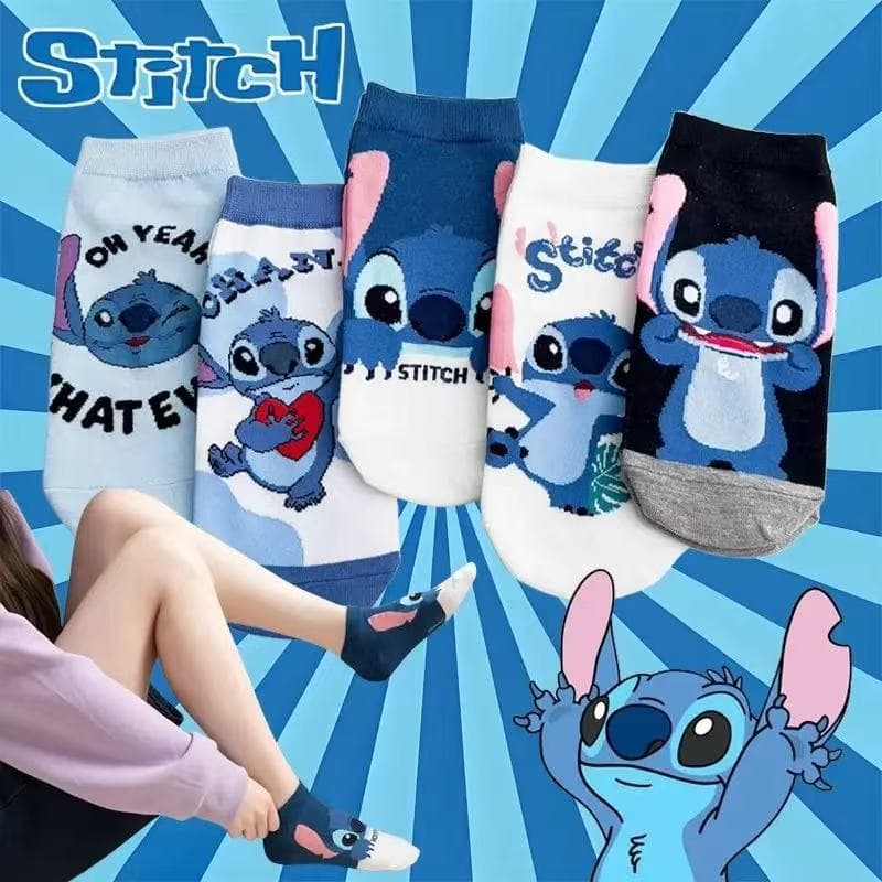 Meias Stitch Infantil Sock Desenho Animado Algodão Curtas Kawaii Meia