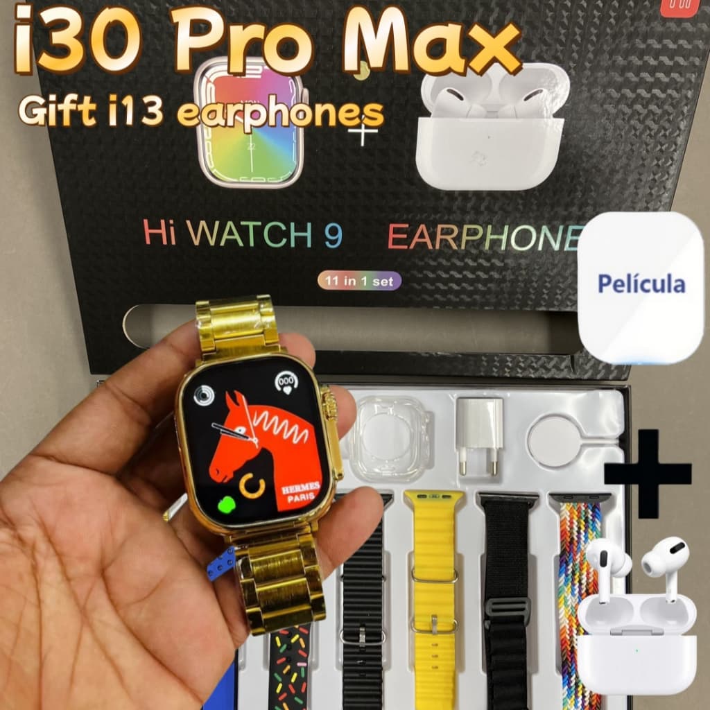 【Fones de ouvido i13🎧】Mais Cinco Tiras Do Que A Conexão Bluetooth Sistema i30 Pro Max/Dual/Tela HD/Pacote de Correio
