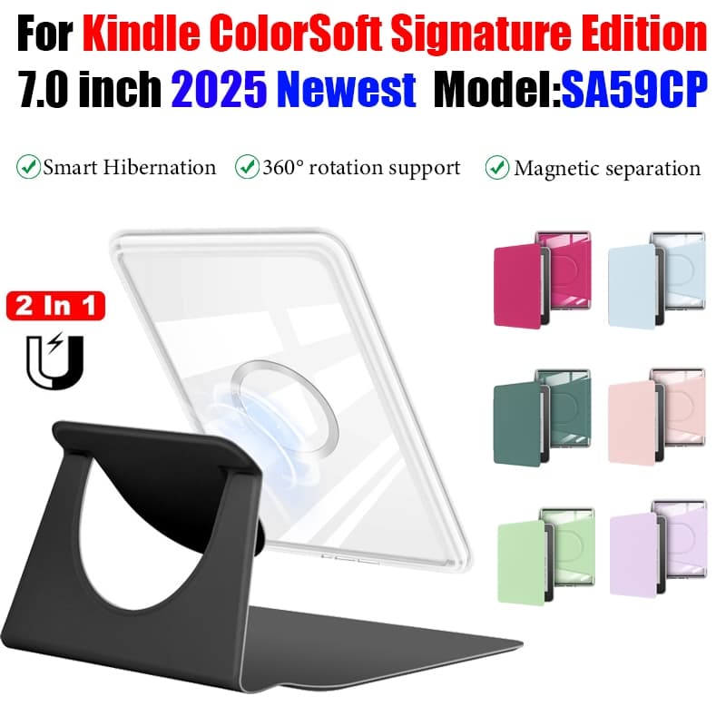 Para Kindle Colorsoft Assinatura Edição 7.0 2025 Mais Novo SA59CP Acrílico Transparente Magnético Desanexar 2 Em 1 Caso