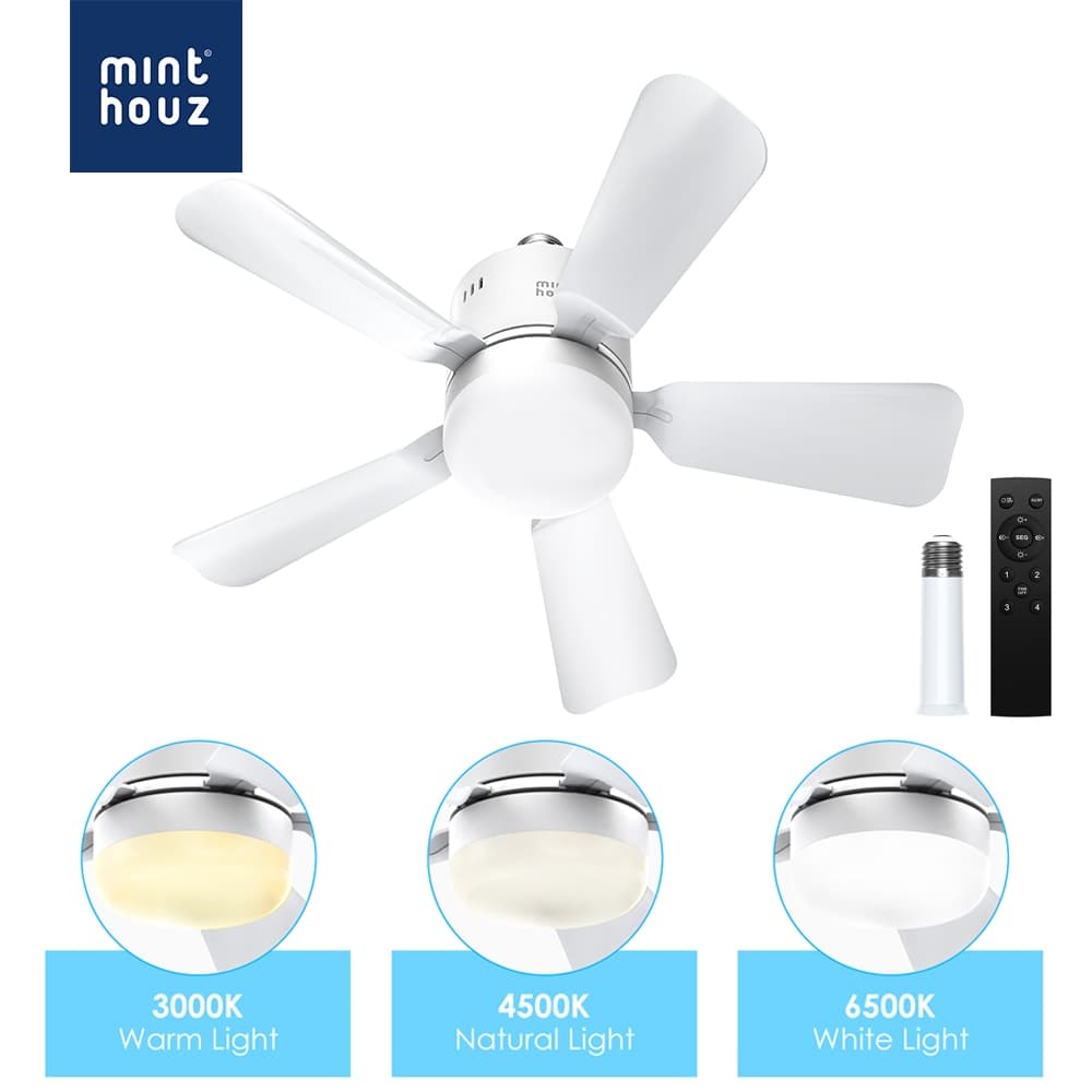 Ventilador De Teto LED Minthouz Com Controle Remoto/APP 5 Lâminas , 4 Velocidades , Luz De 3 Níveis (3000K-6500K) , Fáci
