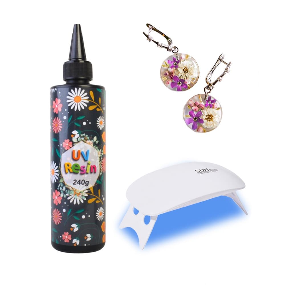 Resina UV Com Kit De Luz-Epóxi De Cura Ultravioleta Cristalina Tipo Rígido Atualizado Para Fabricação De Joias Artesanai