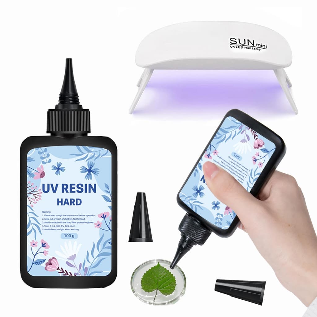Resina UV 100g Pré-Misturada Cristalina Dura Com Kit De Luz Para Fazer Joias E Artesanato 200g (100g x 2)