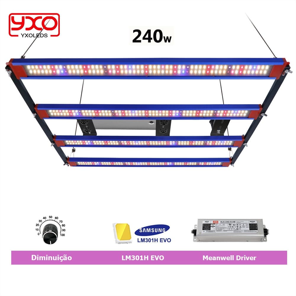 Luz De Crescimento LED 240W SamsungLM301H EVO Meanwell driver Regulável uv ir De Plantas
